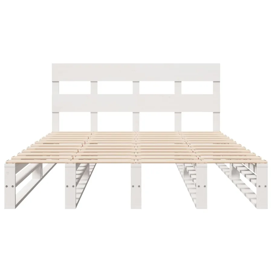 Cadre de lit sans matelas blanc 135x190 cm bois de pin massif - 6