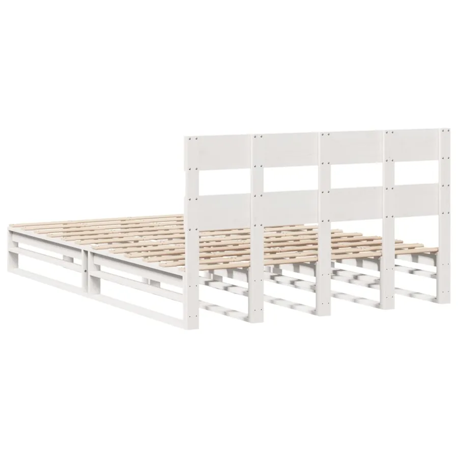 Cadre de lit sans matelas blanc 135x190 cm bois de pin massif - 8