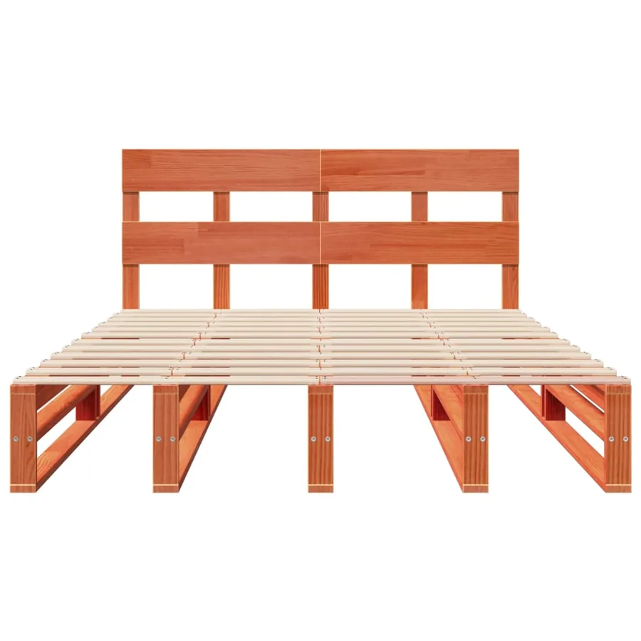 Cadre de lit sans matelas cire marron 140x200cm bois pin massif - 6