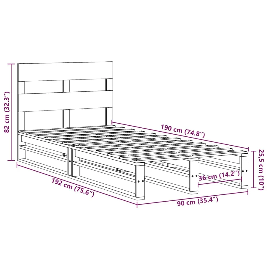Cadre de lit sans matelas 90x190 cm bois de pin massif - 12