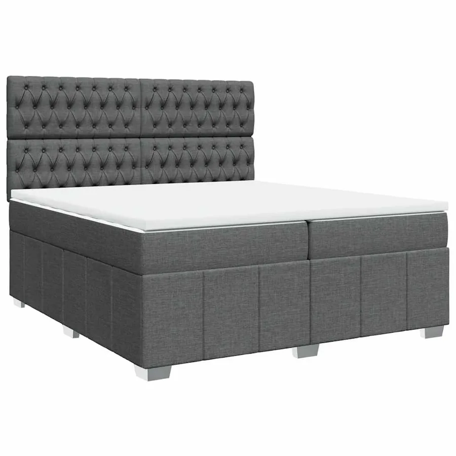 Sommier à lattes de lit avec matelas Gris foncé 200x200cm Tissu - 3