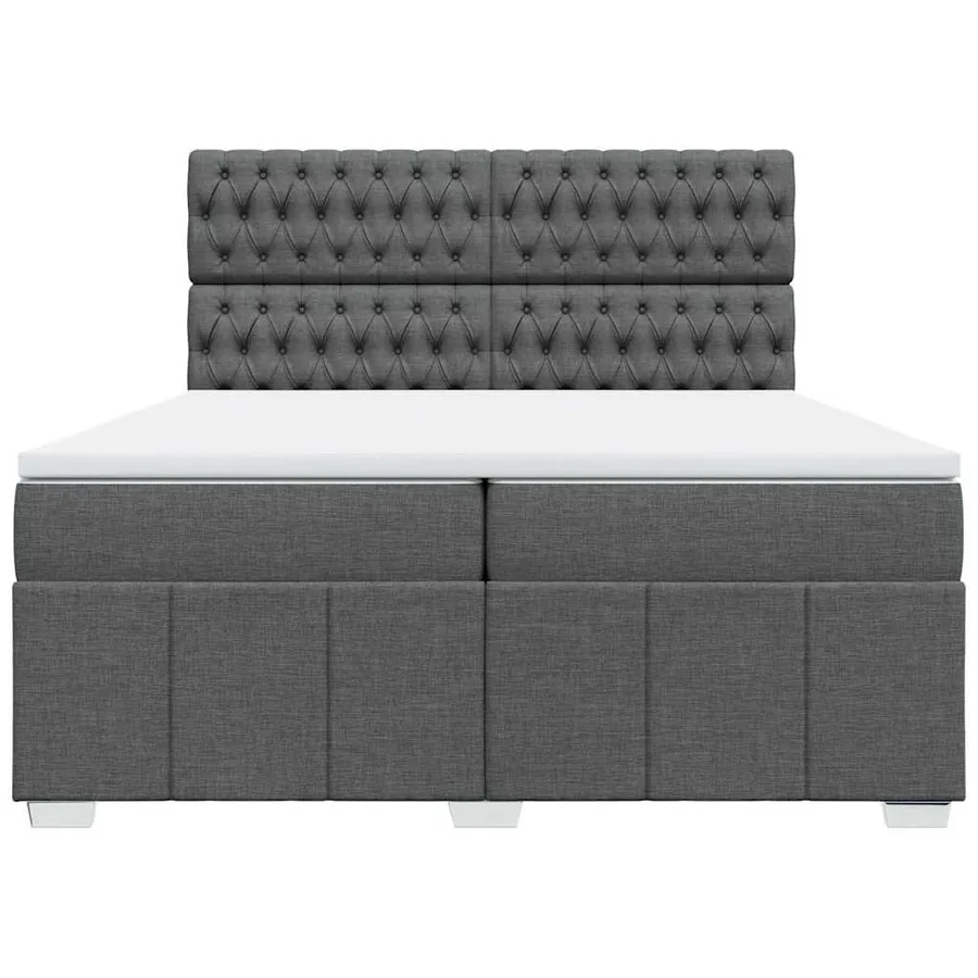 Sommier à lattes de lit avec matelas Gris foncé 200x200cm Tissu - 6