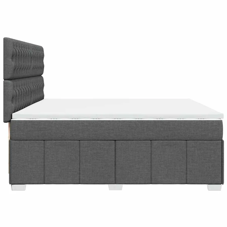 Sommier à lattes de lit avec matelas Gris foncé 200x200cm Tissu - 7