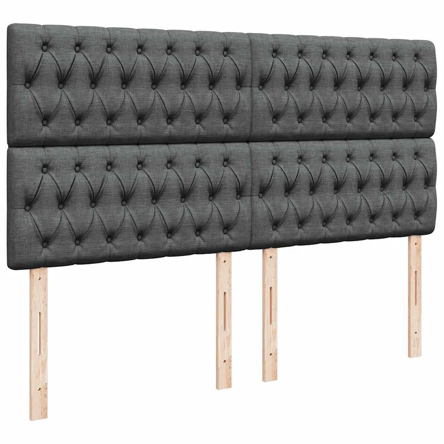 Sommier à lattes de lit avec matelas Gris foncé 200x200cm Tissu - 9