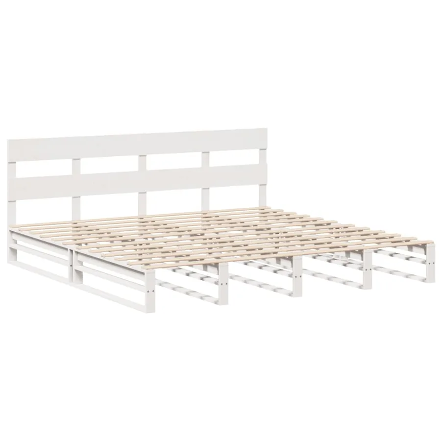 Cadre de lit sans matelas blanc 200x200 cm bois massif de pin - 3