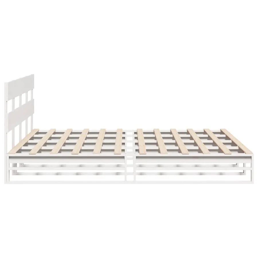 Cadre de lit sans matelas blanc 200x200 cm bois massif de pin - 7
