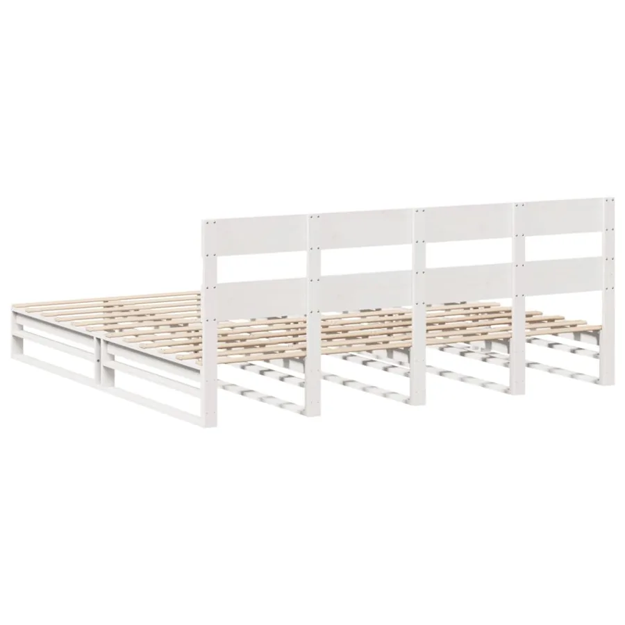 Cadre de lit sans matelas blanc 200x200 cm bois massif de pin - 8