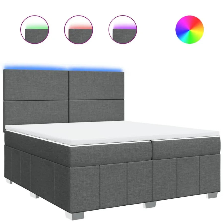 Sommier à lattes de lit avec matelas Gris foncé 200x200cm Tissu - 2
