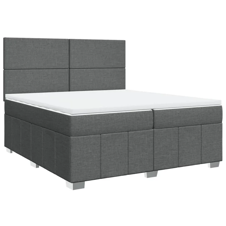 Sommier à lattes de lit avec matelas Gris foncé 200x200cm Tissu - 3