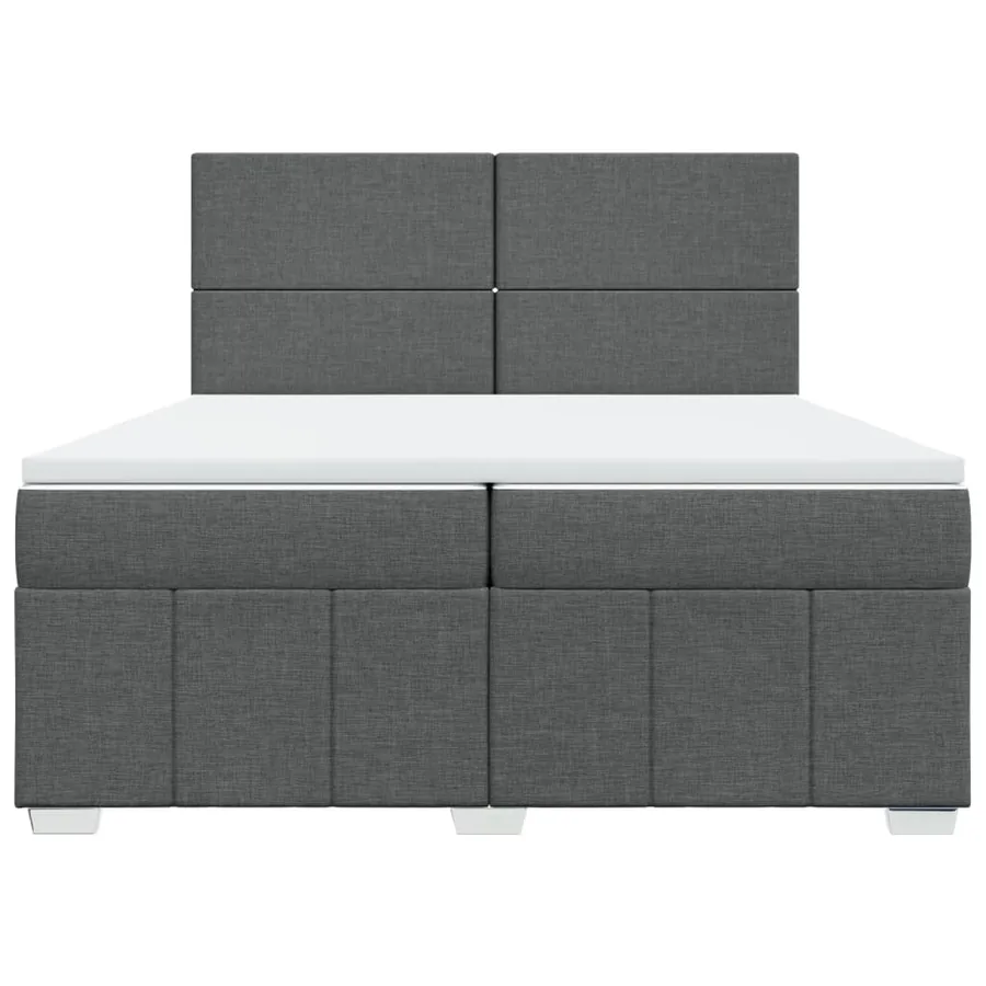 Sommier à lattes de lit avec matelas Gris foncé 200x200cm Tissu - 6