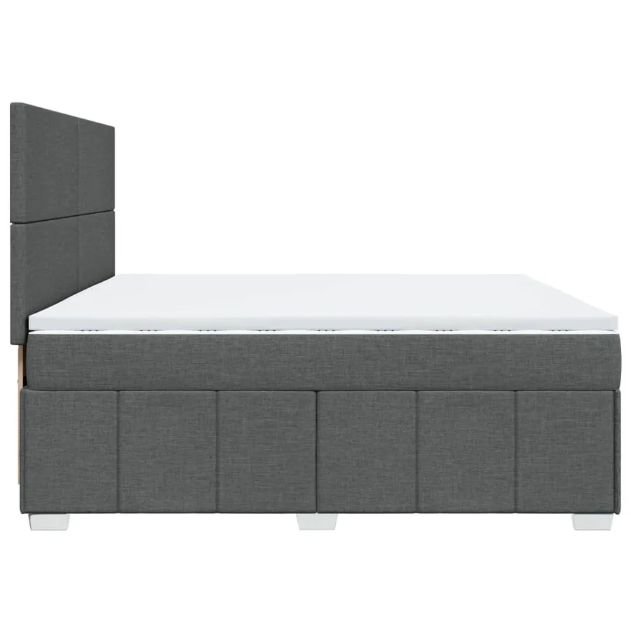Sommier à lattes de lit avec matelas Gris foncé 200x200cm Tissu - 7