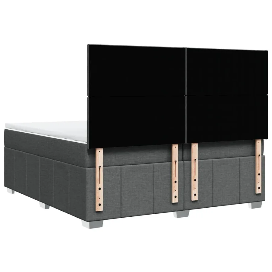 Sommier à lattes de lit avec matelas Gris foncé 200x200cm Tissu - 8