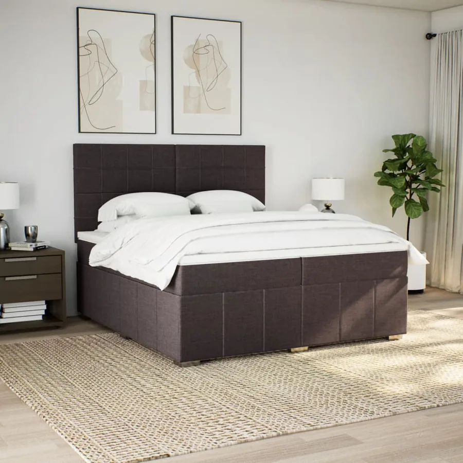 Sommier à lattes de lit avec matelas Marron foncé 200x200 cm - 3