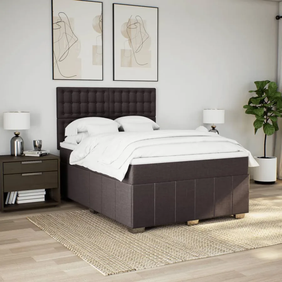 Sommier à lattes de lit avec matelas Marron foncé 140x200 cm - 5