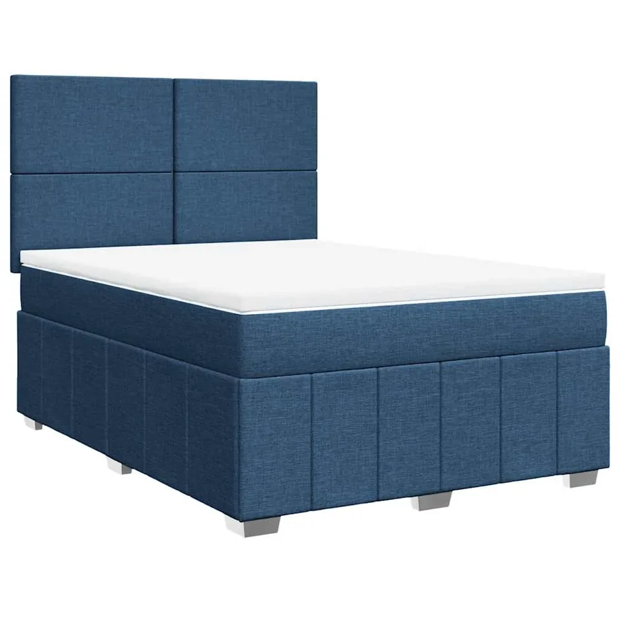 Sommier à lattes de lit avec matelas Bleu 140x190 cm Tissu - 2