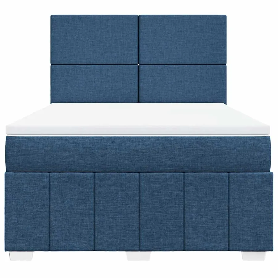 Sommier à lattes de lit avec matelas Bleu 140x190 cm Tissu - 4