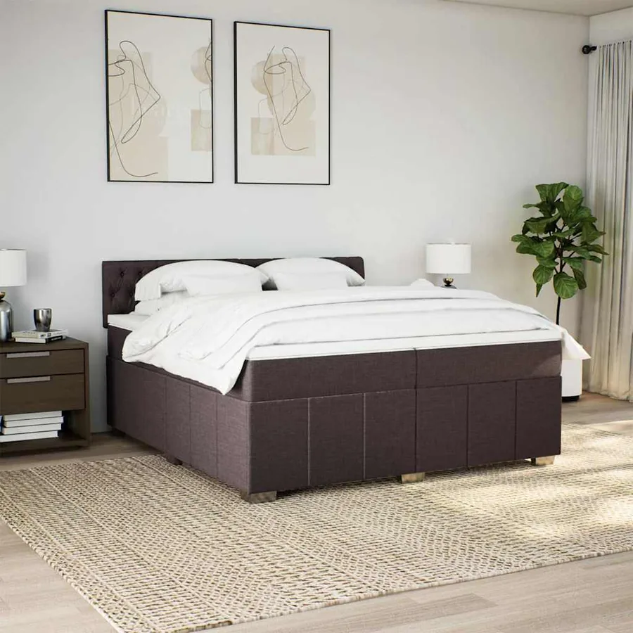 Sommier à lattes de lit avec matelas Marron foncé 200x200 cm - 4