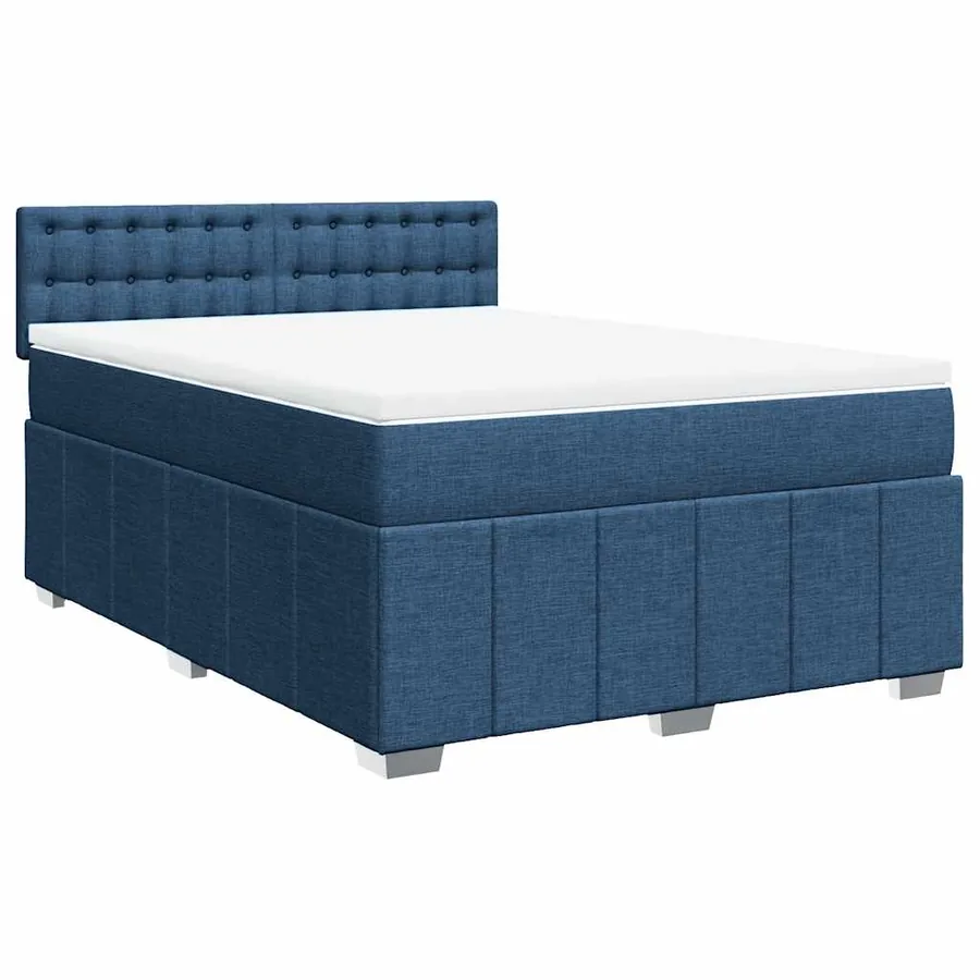 Sommier à lattes de lit avec matelas Bleu 140x190 cm Tissu - 3