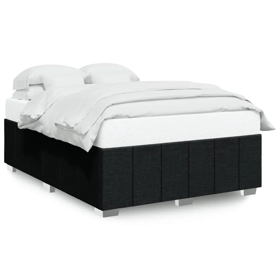 Cadre de lit sans matelas noir 140x190 cm tissu - 2