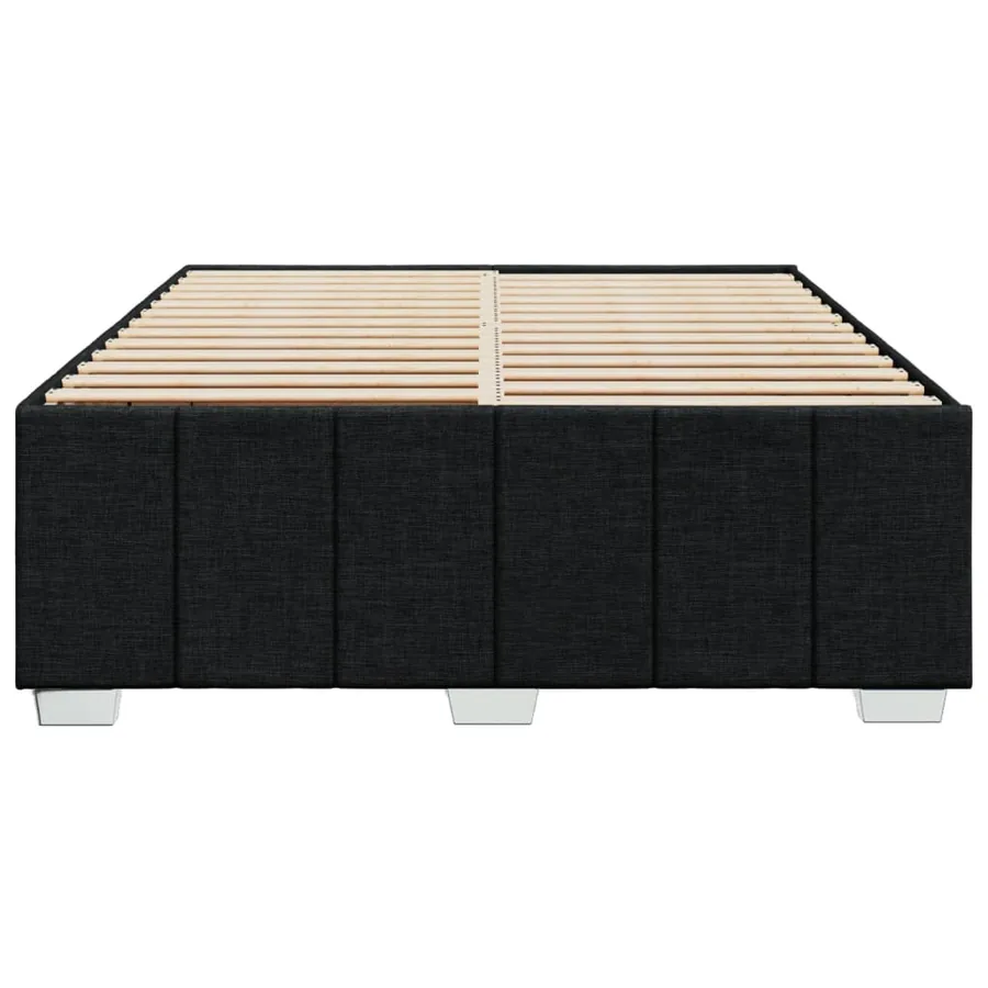 Cadre de lit sans matelas noir 140x190 cm tissu - 4