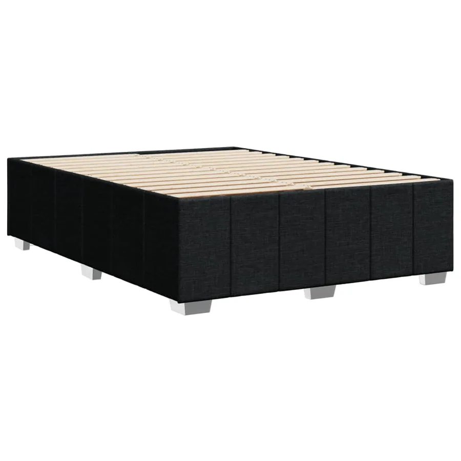 Cadre de lit sans matelas noir 140x190 cm tissu - 6