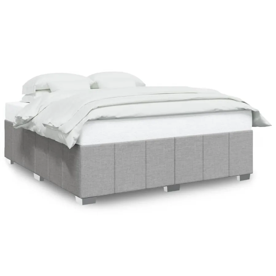 Cadre de lit sans matelas gris clair 200x200 cm tissu - 2