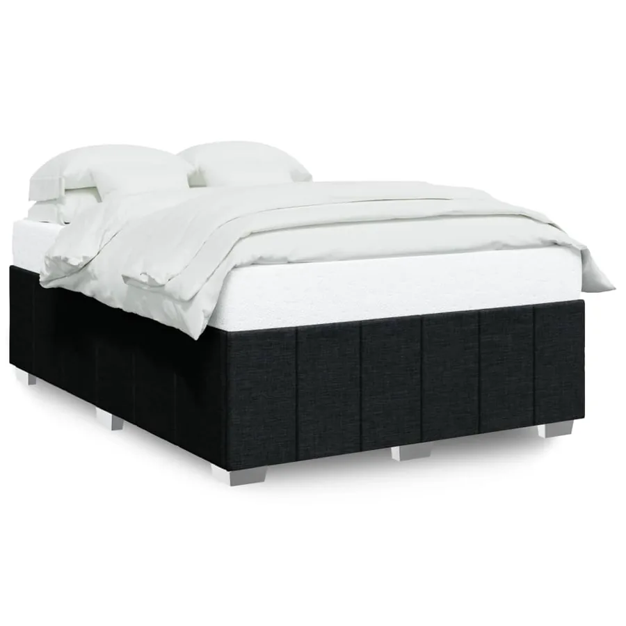 Cadre de lit sans matelas noir 140x200 cm tissu - 2