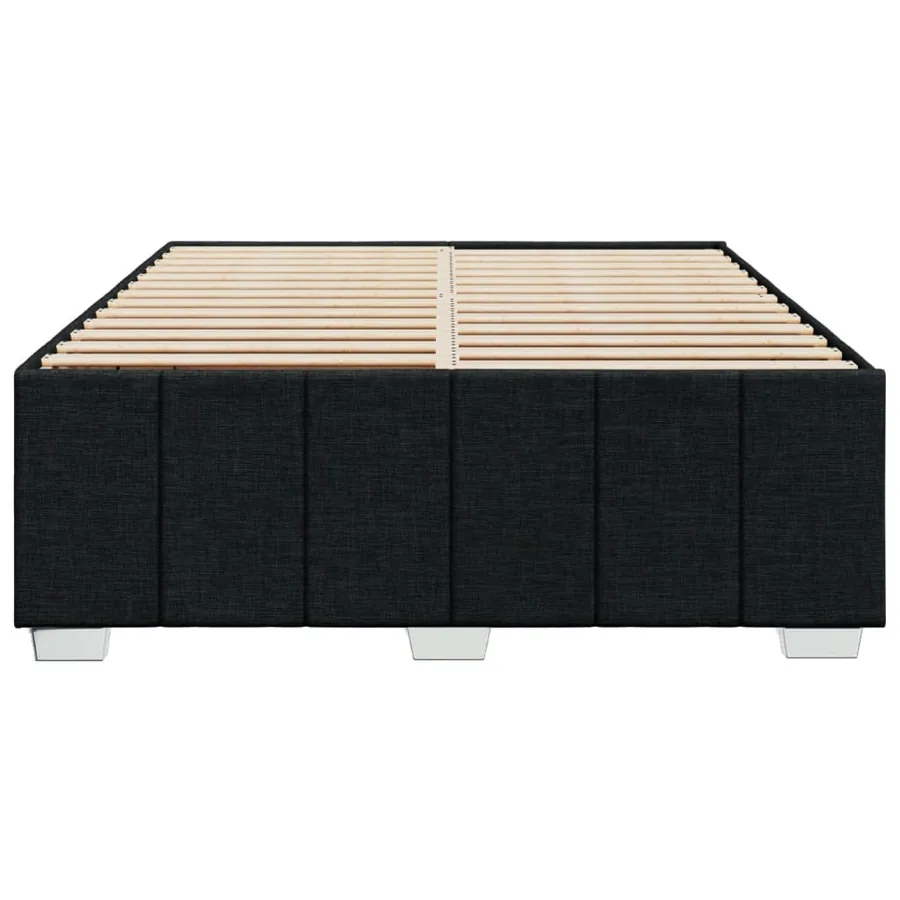 Cadre de lit sans matelas noir 140x200 cm tissu - 4