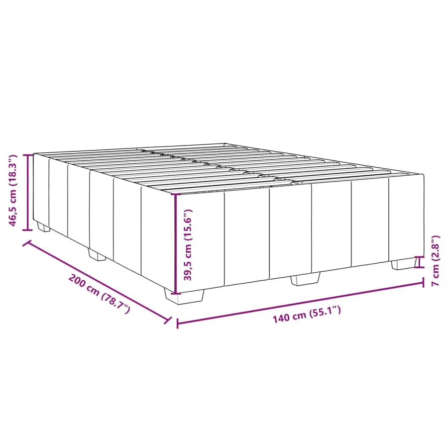 Cadre de lit sans matelas noir 140x200 cm tissu - 9