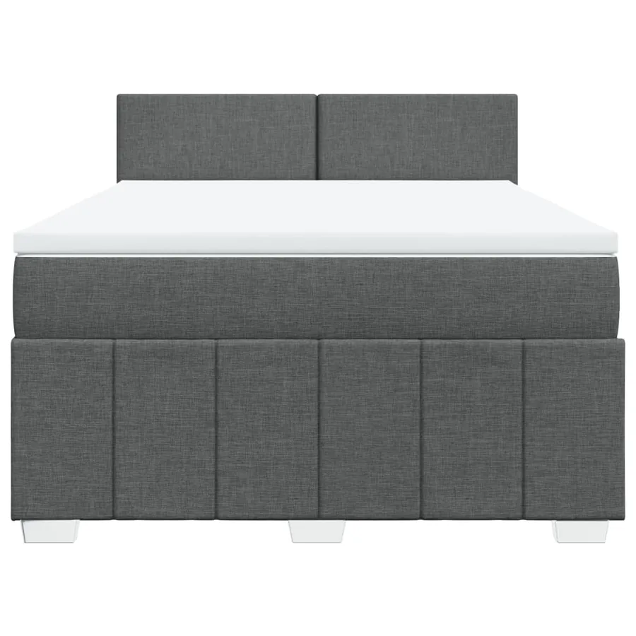 Sommier à lattes de lit avec matelas Gris foncé 140x190cm Tissu - 6