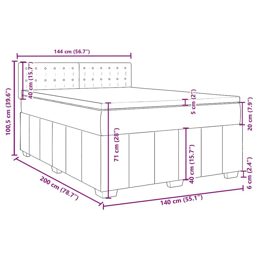 Sommier à lattes de lit avec matelas Gris clair 140x200cm Tissu - 13