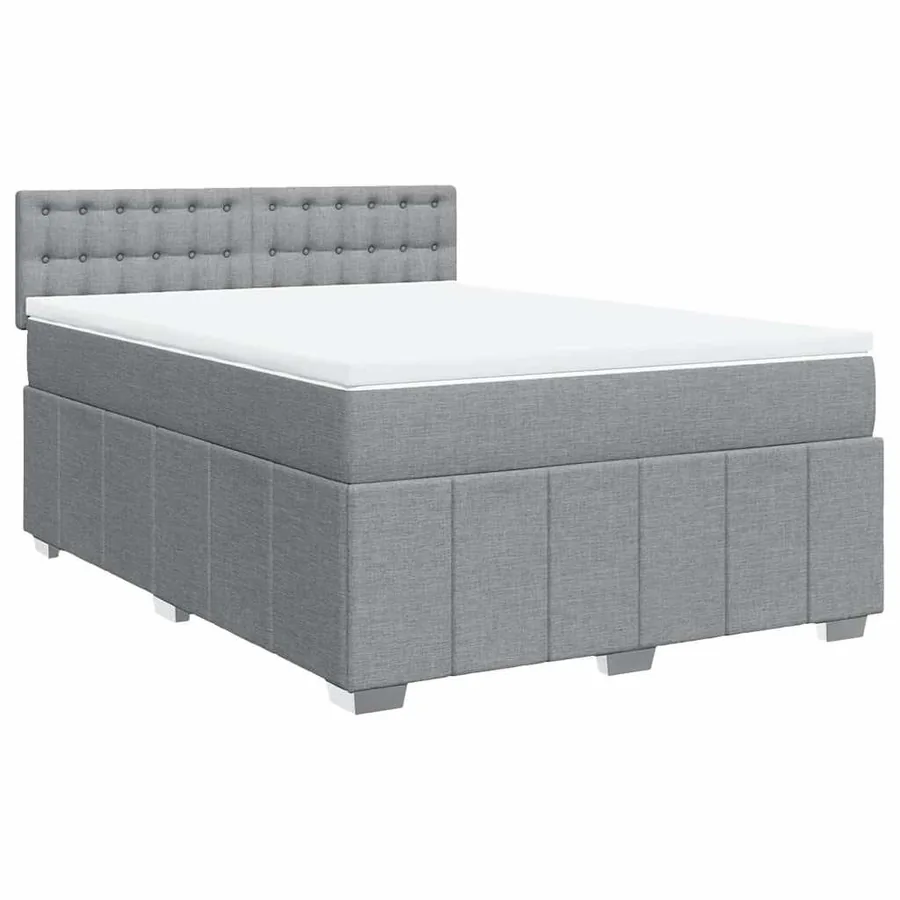 Sommier à lattes de lit avec matelas Gris clair 140x200cm Tissu - 2