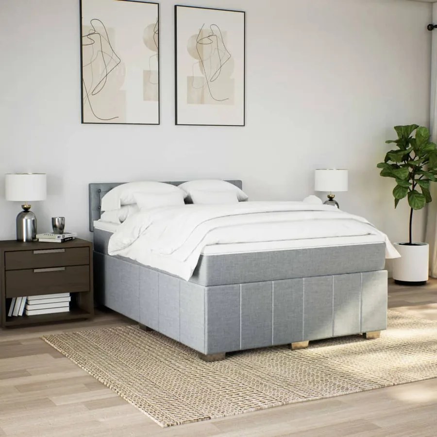 Sommier à lattes de lit avec matelas Gris clair 140x200cm Tissu - 5
