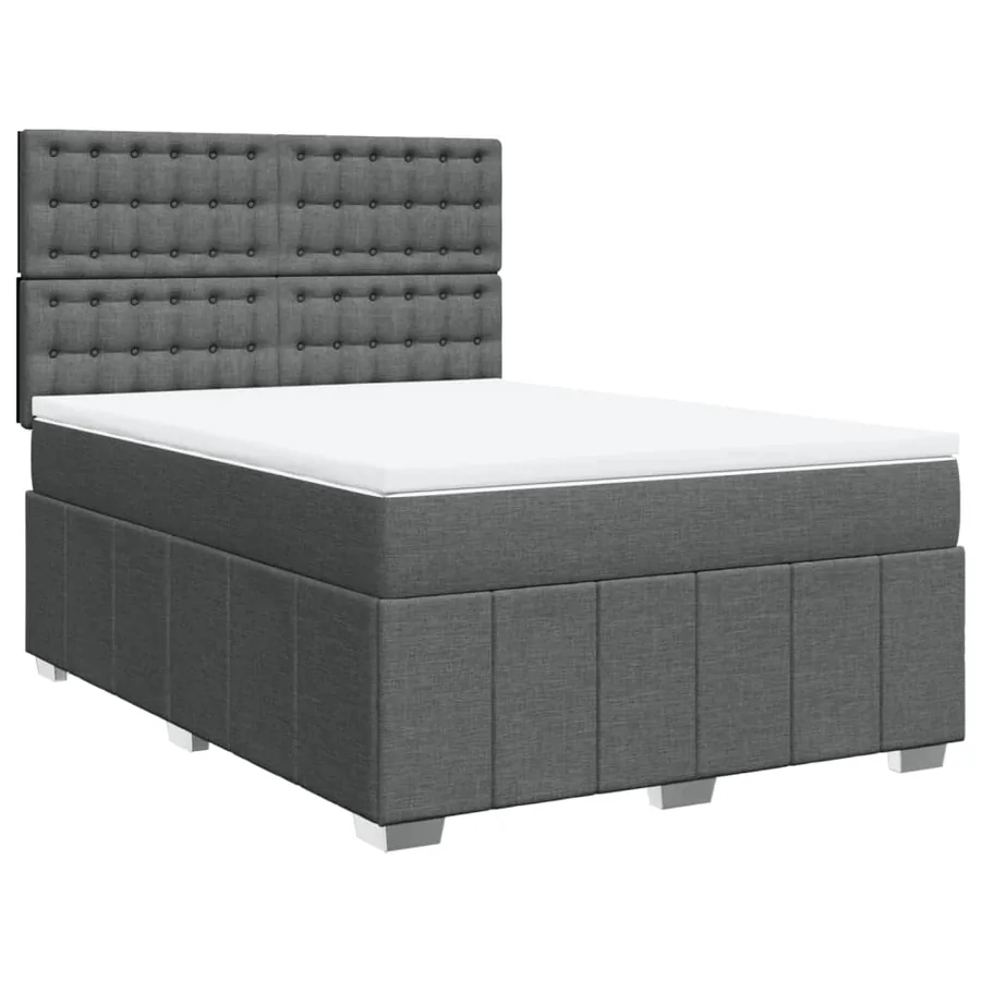 Sommier à lattes de lit avec matelas Gris foncé 140x200cm Tissu - 2