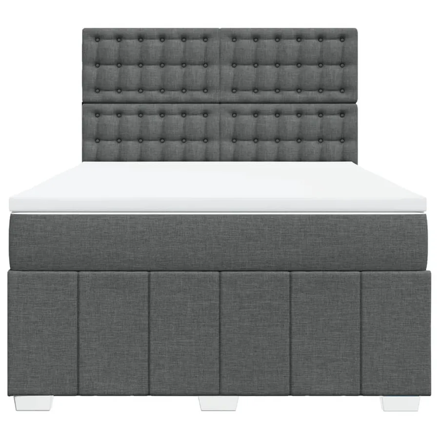 Sommier à lattes de lit avec matelas Gris foncé 140x200cm Tissu - 4