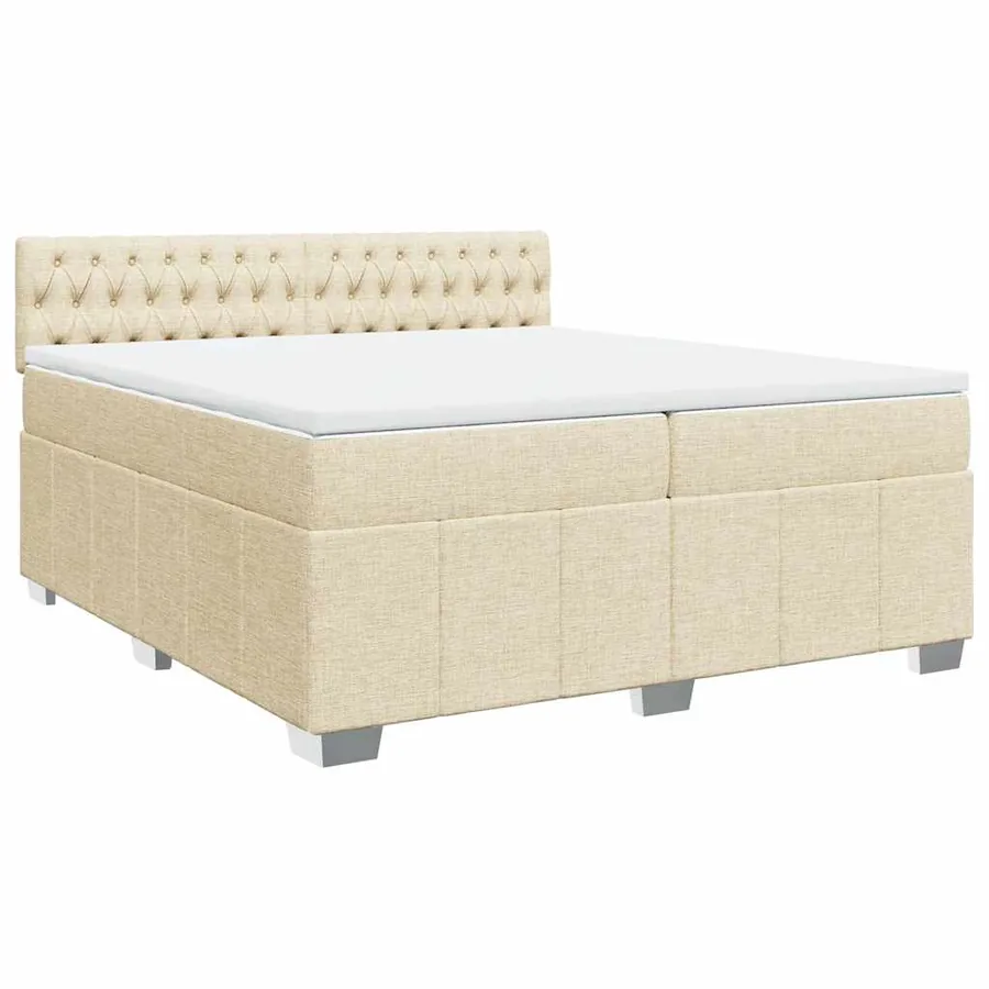 Sommier à lattes de lit avec matelas Crème 200x200 cm Tissu - 2