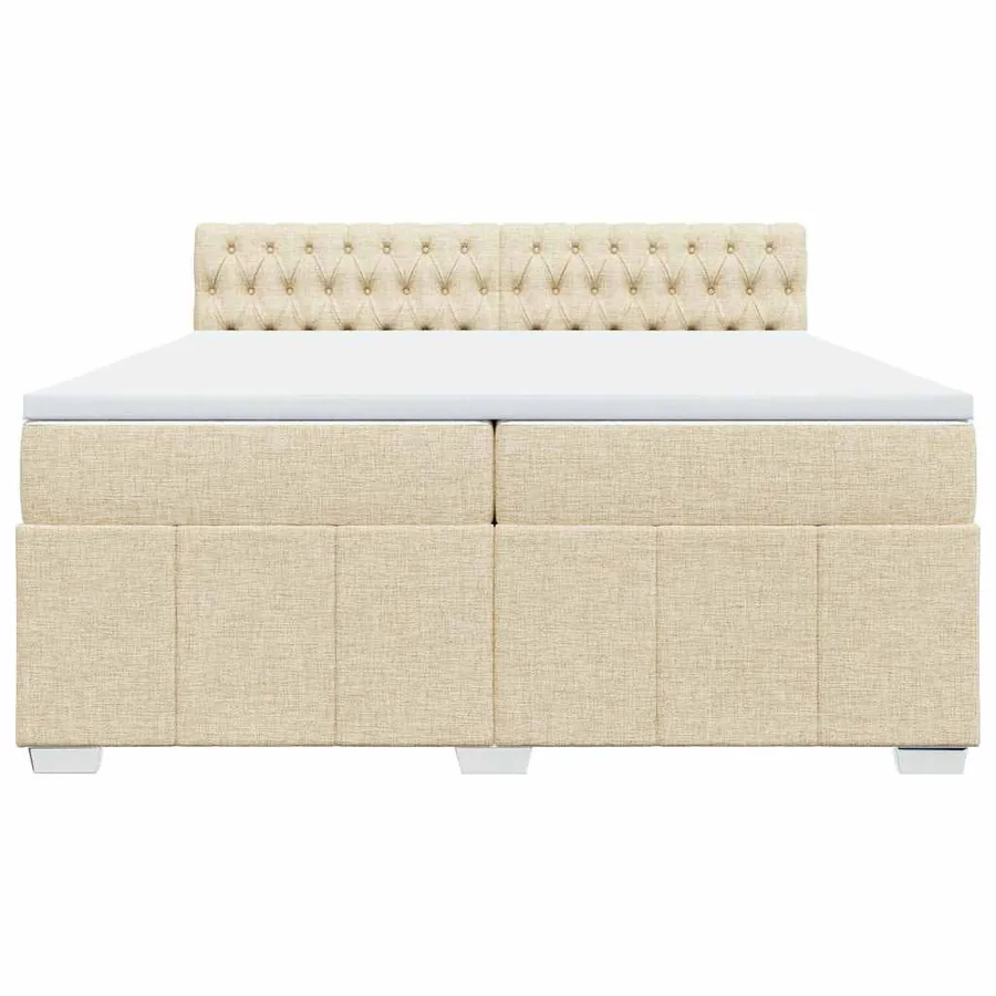 Sommier à lattes de lit avec matelas Crème 200x200 cm Tissu - 4