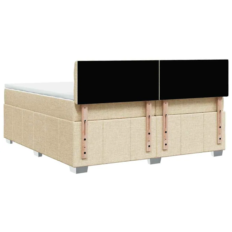 Sommier à lattes de lit avec matelas Crème 200x200 cm Tissu - 6