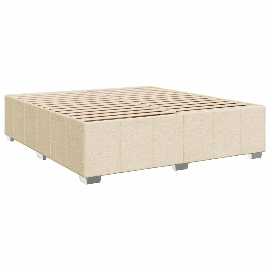 Sommier à lattes de lit avec matelas Crème 200x200 cm Tissu - 8