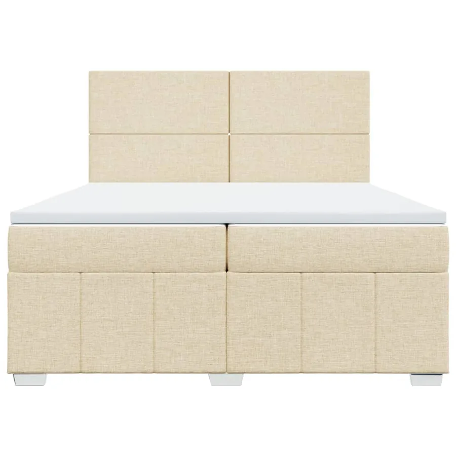 Sommier à lattes de lit avec matelas Crème 200x200 cm Tissu - 4