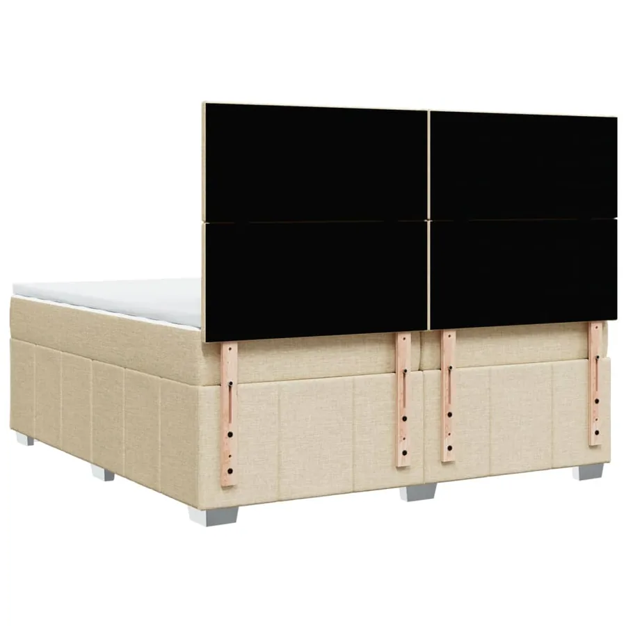 Sommier à lattes de lit avec matelas Crème 200x200 cm Tissu - 6