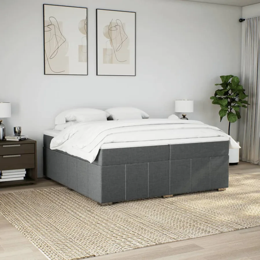 Sommier à lattes de lit avec matelas Taupe 200x200 cm Tissu - 3