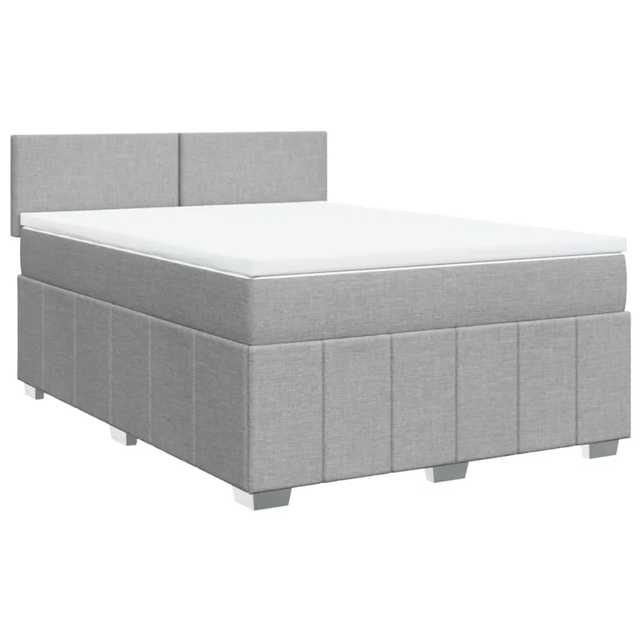 Sommier à lattes de lit avec matelas Gris clair 140x190cm Tissu - 2