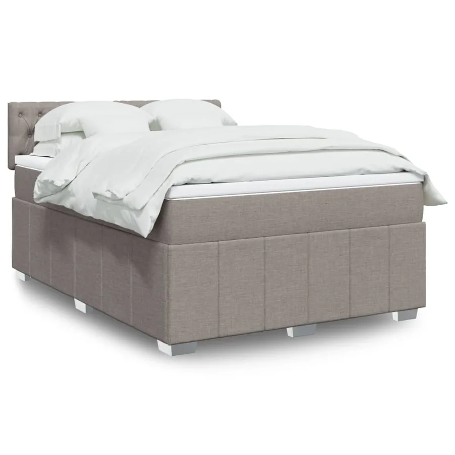 Sommier à lattes de lit avec matelas Taupe 140x190 cm Tissu