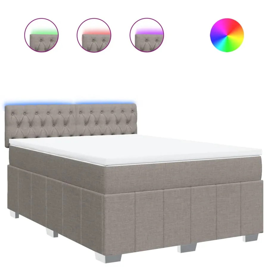 Sommier à lattes de lit avec matelas Taupe 140x190 cm Tissu - 2