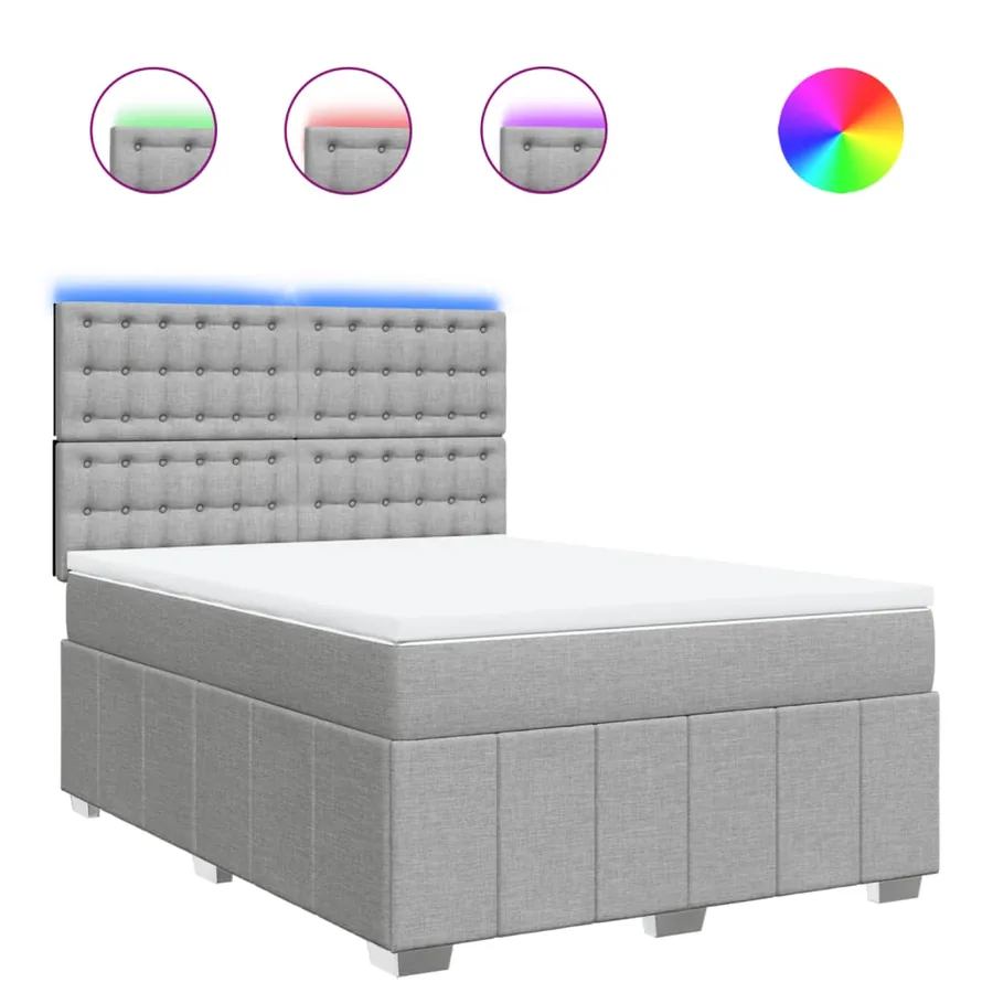 Sommier à lattes de lit avec matelas Gris clair 140x190cm Tissu - 2