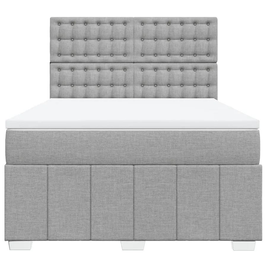Sommier à lattes de lit avec matelas Gris clair 140x190cm Tissu - 6
