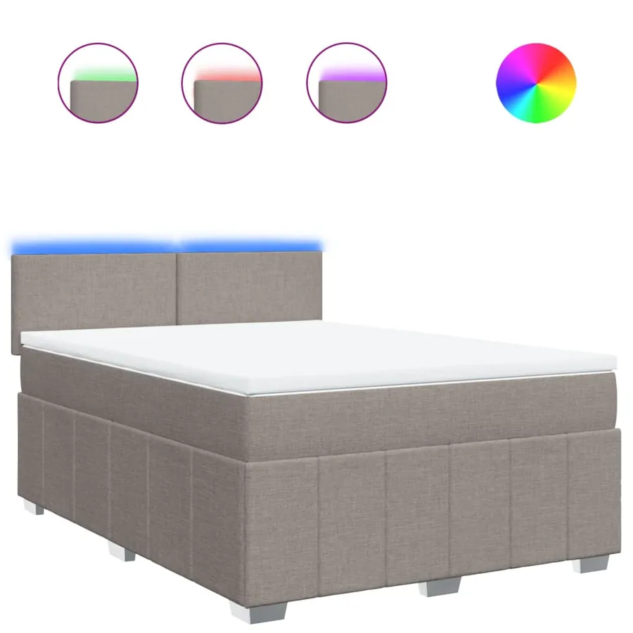 Sommier à lattes de lit avec matelas Taupe 140x200 cm Tissu - 2