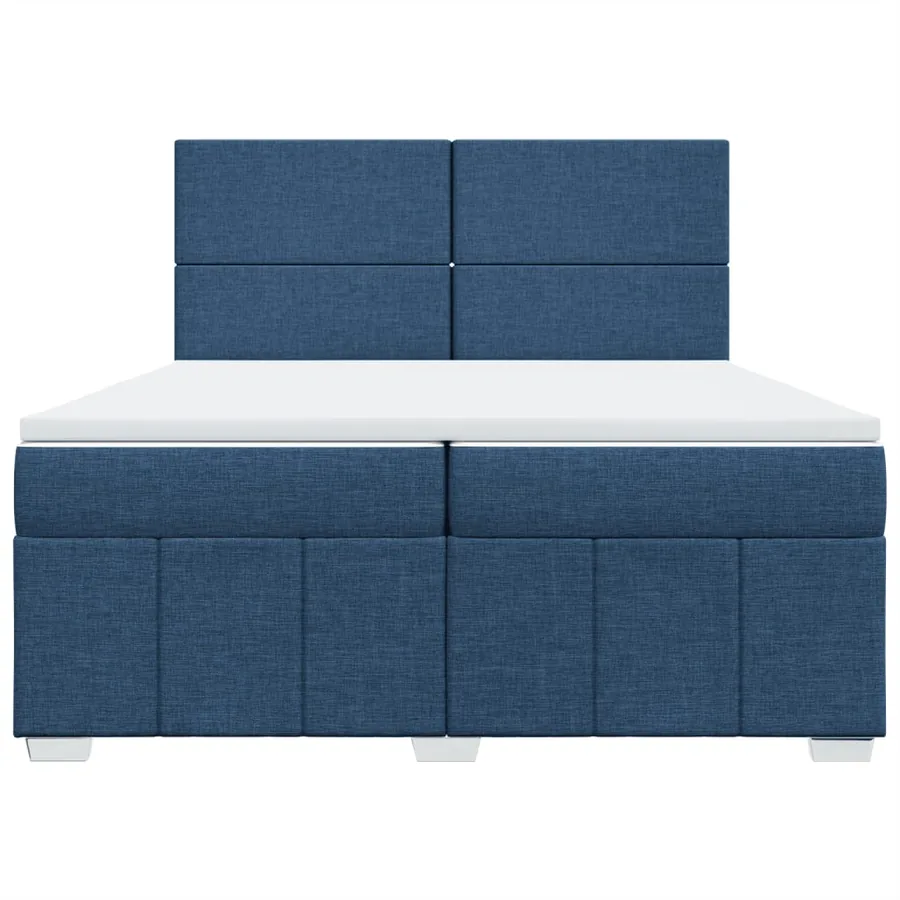 Sommier à lattes de lit avec matelas Bleu 200x200 cm Tissu - 6