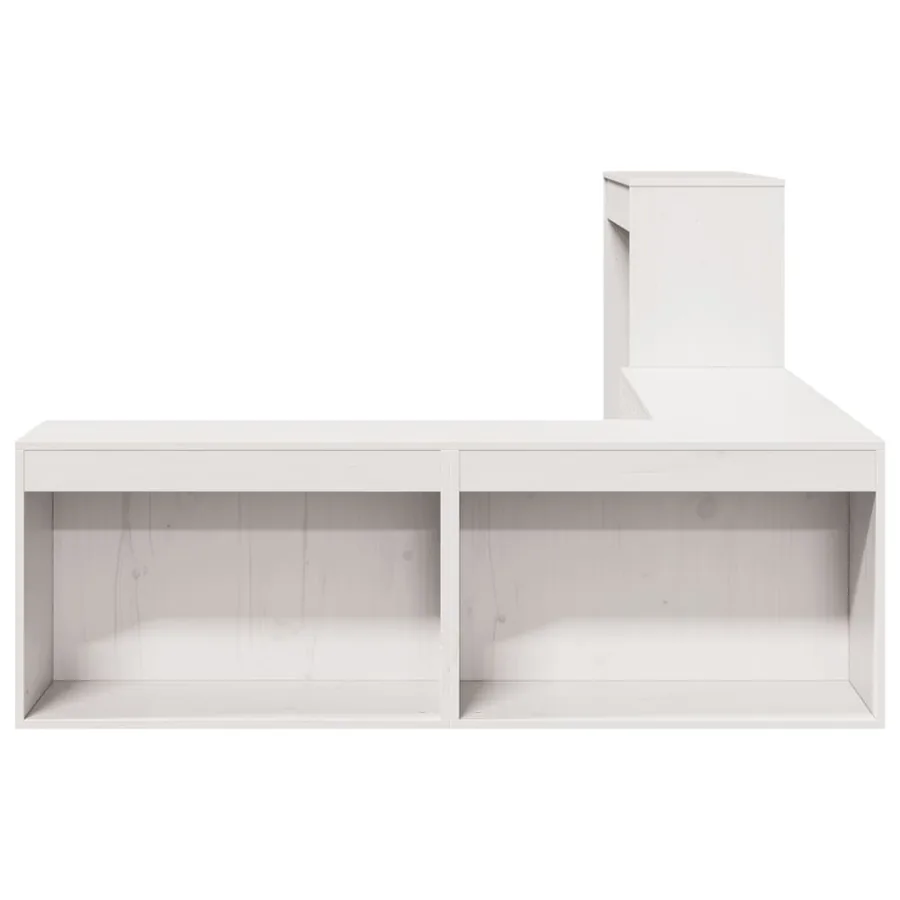 Table de chevet avec bureau Blanc 232 x 122 x 75 cm Bois massif Pin - 5